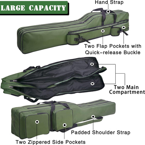 Fishing Rod Case, 4.27 ft Portable Fishing Pole Bag for Travel, Waterproof Fishing Rod Organizer