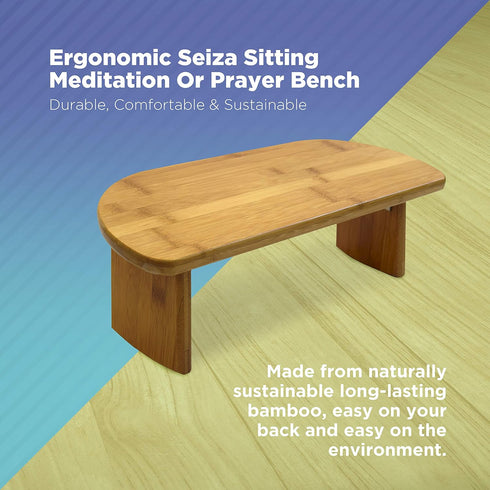 Bean Products Bamboo Foldable Meditation Bench Supportive and Portable Folding Kneeling Stool for Zen Practice
