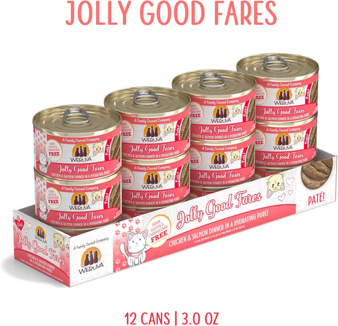 Weruva Wet Cat Food, Jolly Good Fares, Chicken and Salmon Pate, 3oz Can, Pack of 12