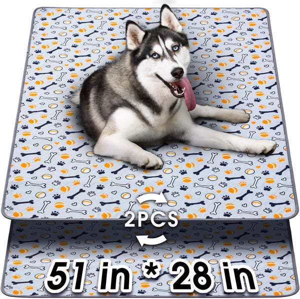 Hompet Washable Pee Pads for Dogs, 51"x28", 2-Pack Thick Heavy Absorbency Reusable