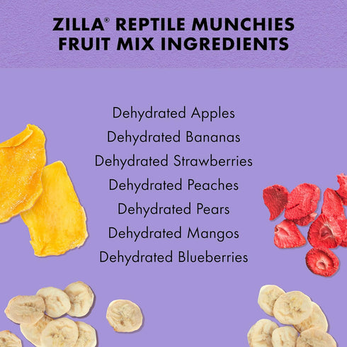 Zilla Reptile Food Munchies Fruit Mix, 2.5 Ounce, for Pet Iguanas, Skinks, Tegus, Box Turtles, Tortoises & Hermit Crabs