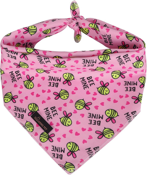 ARING PET Bee Dog Bandanas, Spring Yellow Pink Bees Pet Bandana Scarf