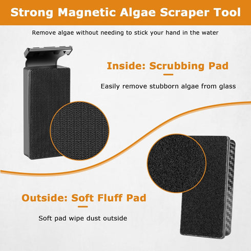 2 1/5"-1/2" hygger Magnetic Fish Tank Cleaner, Aquarium Glass Cleaner with Detachable Algae Scraper Blade, Floating