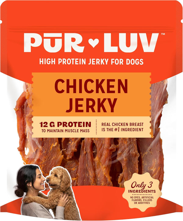 Pur Luv Chicken Jerky Dog Treats, Made with 100% Real Chicken Breast,