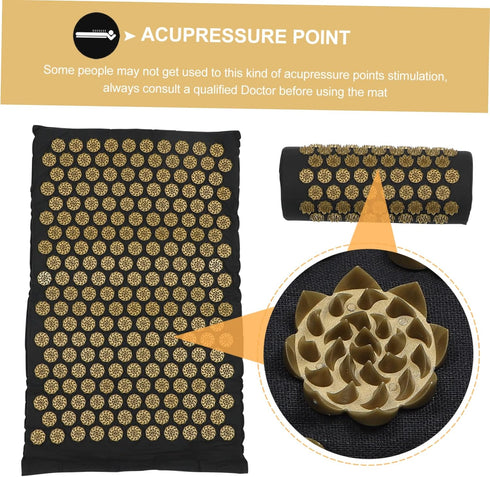 2pcs Set Acupressure Massage Pillow and Yoga Mat Portable Relaxation Accessories with Carry Bag for Stress Relief