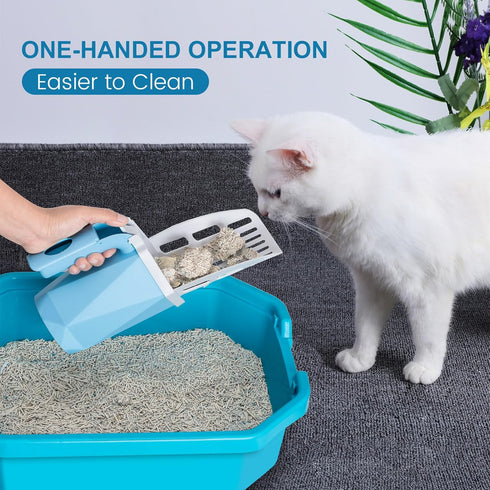 Cat Litter Scooper with Holder, Kitty Litter Scoop with 150 Refill Bags, Portable Cat Poop Scooper