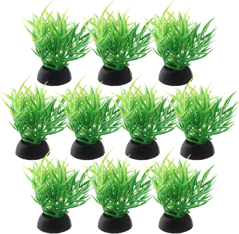 Green Aquarium Plant Ornaments 10Pcs Lifelike Plastic Fish Tank Foreground Grass for Water Tank Decorations