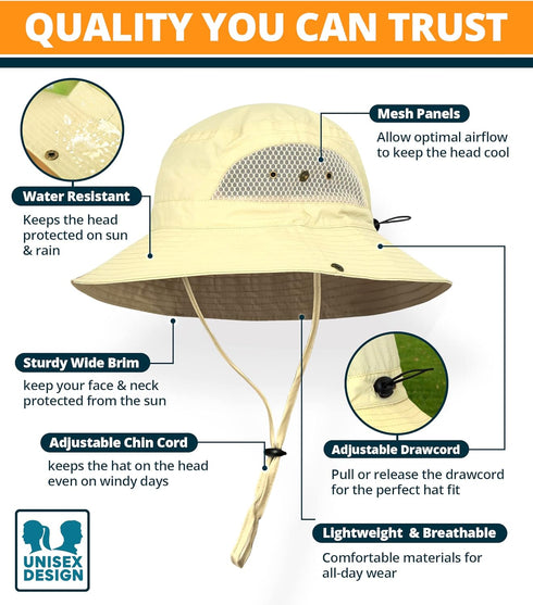 GearTOP Bucket Hats for Men, Sun Hat, Safari Hat, Boonie Hat, Beach Hats for Fishing, Hiking