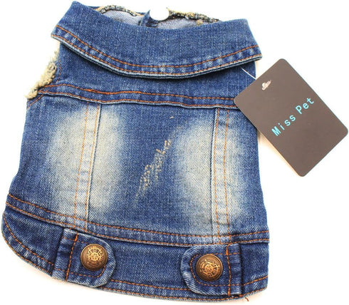MISSPET Cute Soft Blue Jeans Denim Coat Jacket for Small Medium Dog Puppy Apparel Hoodies Clothes