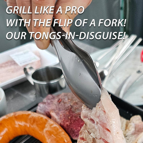 Portable 4-in-1 Camping Utensil Set: Spoon, Spork, Knife, Tongs - Stainless Steel Multi Tool for Outdoor Cooking (Grey)