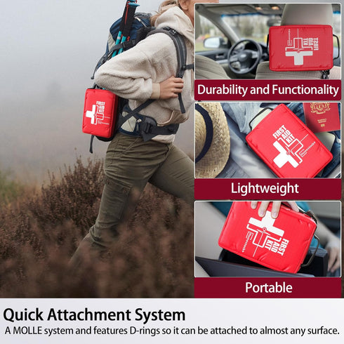 Backpacking, Small First aid Kits,Travel First Aid Kit with Labelled Compartments Molle System Compact Medical Kit