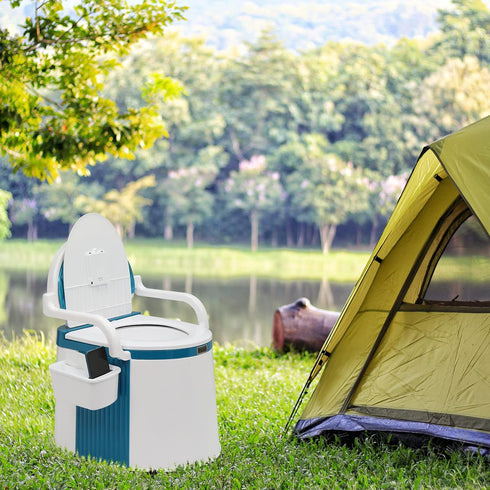 Commode 5 VINGLI Portable Toilet | Back & Handrail Design with Gallon Bucket Inner, Camping RV Toilet for Adult, Kids
