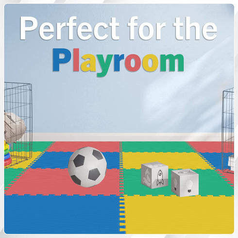 Stalwart 4-Pack 16 EVA Foam Mat Tiles - SQ FT Interlocking Padding for Playroom or Gym Flooring - Workout Mat or Baby