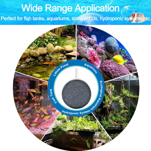 Aquarium Air Stone Disc - 1.6 Inch Bubble Diffuser, 6Pack for Fish Tank