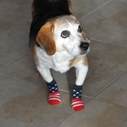 Posch Anti-Slip Knit Socks for Pets - Traction Soles for Indoor Wear, Slip On Paw Protectors for Small Dogs, M