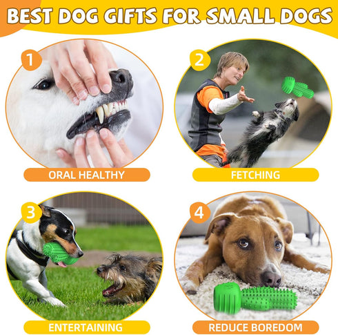 Christmas Dog Gifts, Rubber Dog Squeaky Toys for Small Dogs, Dog Toothbrush for Teething Cleaning