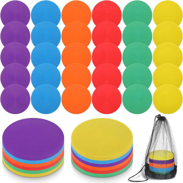 LIQWEI 60 Pcs Poly Spots for Gym Floor, 4.72" Non Slip Multicolor Poly