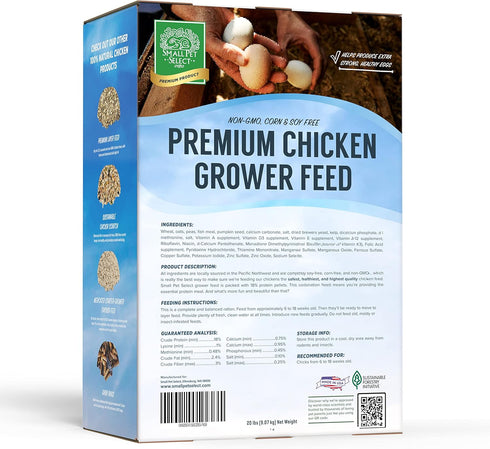 20lb Small Pet Select - Chicken Grower Feed, Non-GMO, Corn & Soy Free
