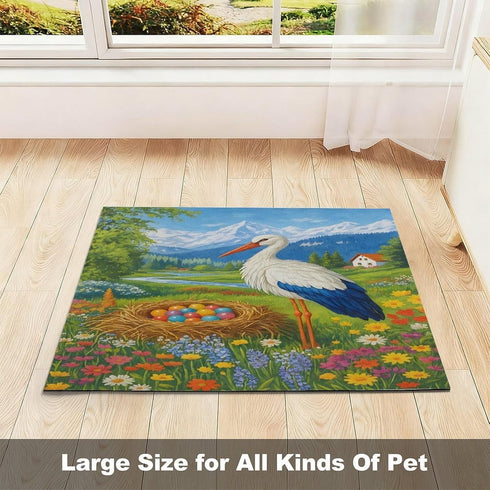 GAPWJNK Spring Bird Nesting Cute Pet Plate Mat Non Slip Pet Bowl Mat Water Absorbing Rug Placemat Fit Dogs Cats