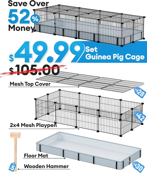 2, 20 (56" 24" 12" BUCATSTATE Guinea Pig Cages for Panels Guinea Pigs Playpen with Waterproof Mat, Metal Rabbit Cage