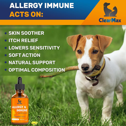 Dog Allergy Relief for Puppies & Adults, Cat & Dog Itching Skin Relief, 2 Oz Bottle, Organic Composition