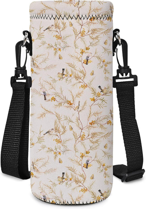 RICHEN Neoprene Water Bottle Carrier Bag with Adjustable Shoulder Strap,Insulated Water Bottle