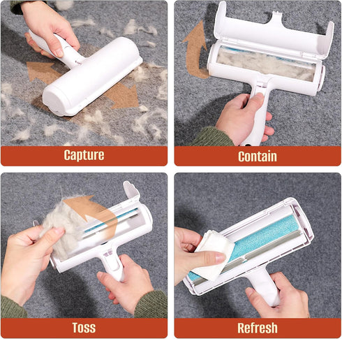 Pet Hair Removal Roller - Reusable Cat and Dog Fur Remover for Carpet, Couch, Furniture, Car Seat, and Clothing