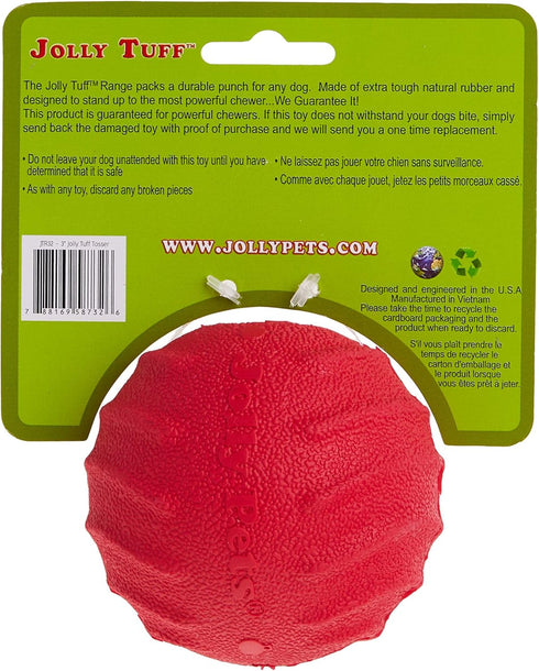 3 Inches, Jolly Pets Tuff Tosser Bouncing Ball Tog Toy/Treat Holder, Red