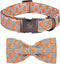 Elegant Little Tail Halloween Dog Collar with Pumpkin Print Bowtie, Adjustable Holiday Gift Collars for Small Medium