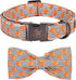 Elegant Little Tail Halloween Dog Collar with Pumpkin Print Bowtie, Adjustable Holiday Gift Collars for Small Medium