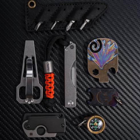 KeyUnity KK01 Titanium Folding Knife, Utility EDC Pocket Knife with #24 Replaceable Blade for Outdoor Use