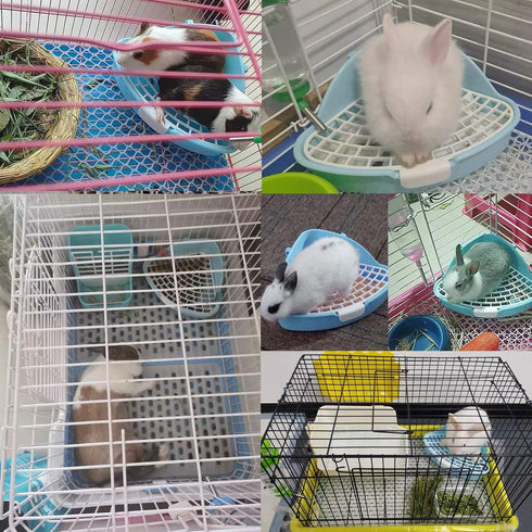 Hamiledyi Small Rabbit Litter Box for Cage - Triangle Potty Trainer Corner Bunny Toilet for Dwarf Holland Lop Rodent