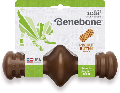 Benebone Zaggler Large Rolling Dog Chew Toy for Aggressive Chewers, Real Peanut, Made in USA