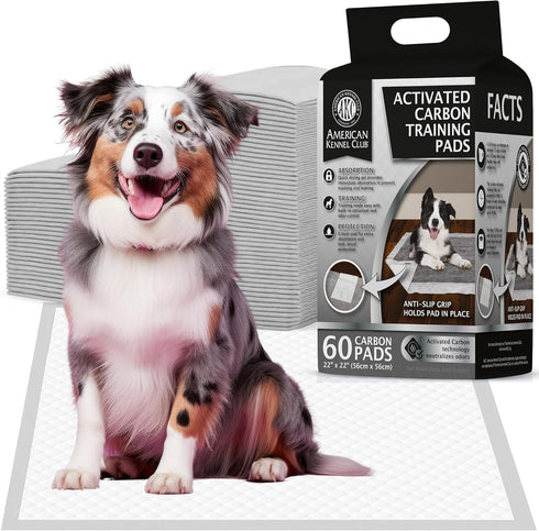 American Kennel Club Charcoal Puppy Training Pads - Quick Dry Gel and Activated Carbon Odor Control - 22 x 22 - 60 count