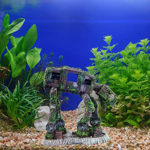 Aquarium Ornament, Resin Robot Dog Fish Tank Decoration Betta Fish Hide Cave, Fish Tank Aquarium Accessories for Betta Shrimp Turtle by Besimple