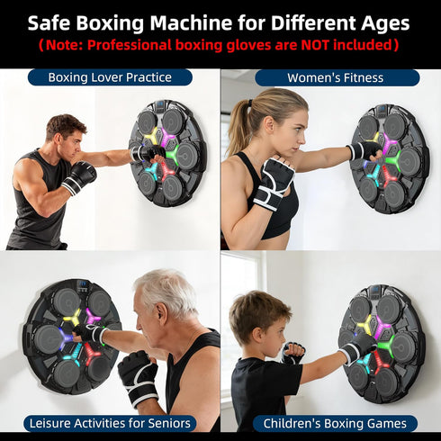 YOULEBITOYS 3 Music Boxing Machine for Kids, Wall Punching Pad with Gloves, Speed Modes, Bluetooth, Smart, Beat Lights