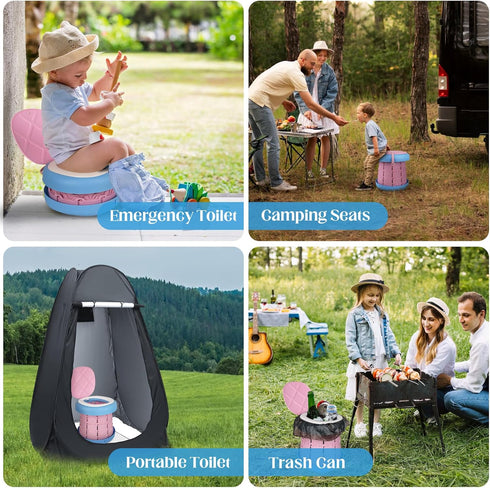 Inmorven Portable Toilet Camping Foldable Potty for Toddler Adults Kids Travel Potty