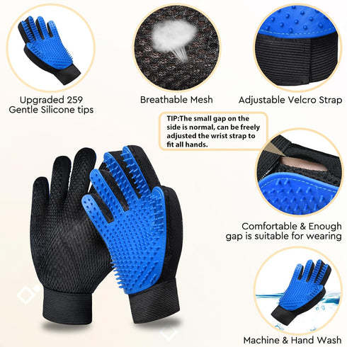 GJEASE Cat Grooming Glove Brush - Self-Cleaning Slicker for Short and Long Haired Pets, Removes Loose Hair (Green)