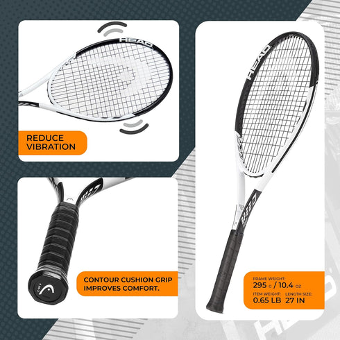 HEAD Geo Speed Adult Tennis Racket - Pre-Strung Light Balance 27.5 Inch Racquet