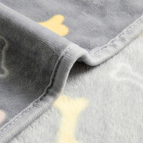 Allisandro Luxurious Dog Blanket - 350 GSM Super Fuzzy Microplush Fleece for Small Medium Large Dogs, Grey Bone