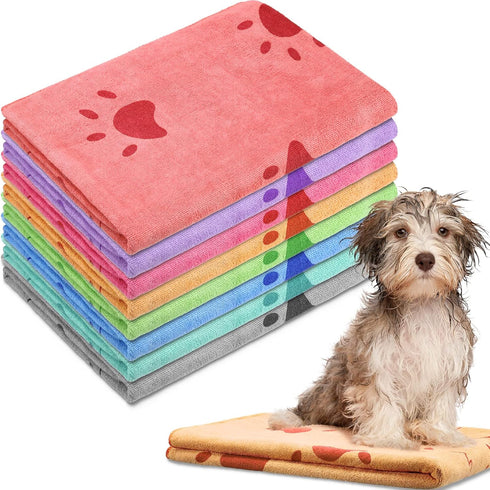 Chumia 8 Pcs Dog Towels, 55 x 28 Inches Absorbent Microfiber Soft Beach Towels for Pet Bathing