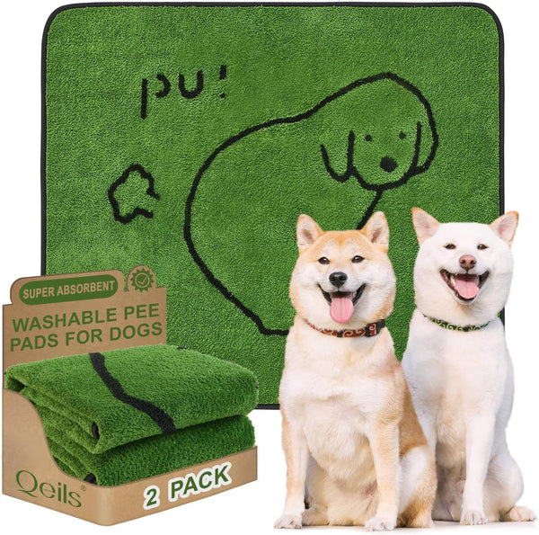 Qeils Reusable Puppy Pads, Washable Pee Pads for Dogs 2 Pack Durable