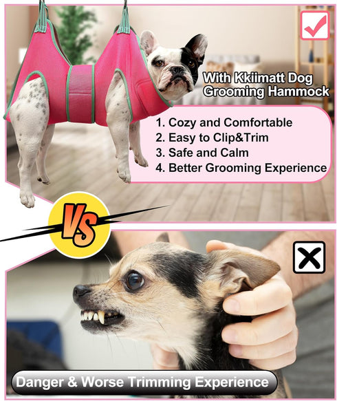 Dog Grooming Hammock - 2024 New Barbie Pink Hanging Harness for Nail Clipping/Trimming, Thick Fabric Neck Support