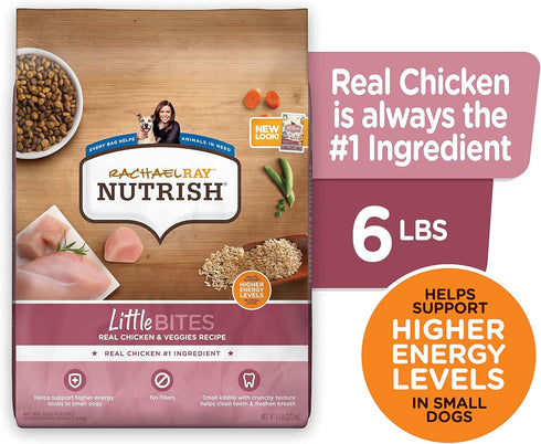 Nutrish Rachael Ray Little Bites Dry Dog Food, Chicken & Veggies Recipe for Small Breeds, 6 Pounds