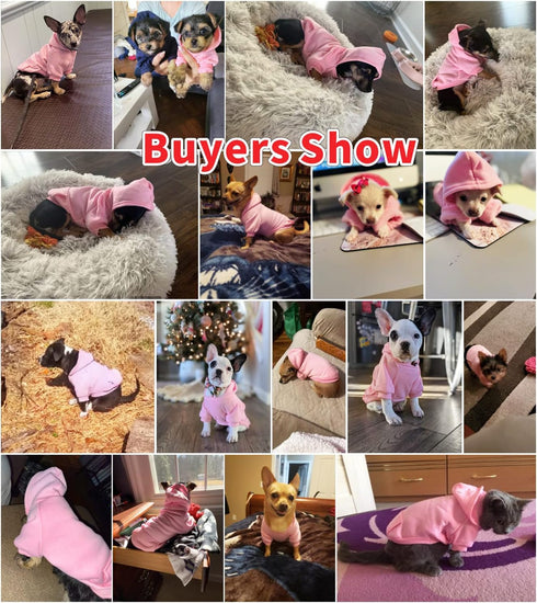 Idepet Dog Hoodies for Small Dogs, Warm Coat Jacket Vest, Autumn Puppy Outfits, Pink (L)