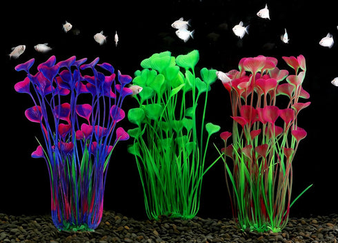 MyLifeUNIT 2 Pack Aquarium Plants, Tall Plastic Fish Tank Decorations, 15.75 Inches (Pink)