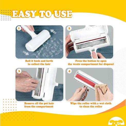 PetnBeyond Pet Hair Remover Roller, Reusable Tool to Remove Fur from Furniture, Car, Carpet, Clothing, and Bedding, Couch - Portable Multi-Surface Dog and Cat Hair Removal Self-Cleaning Base (Red)