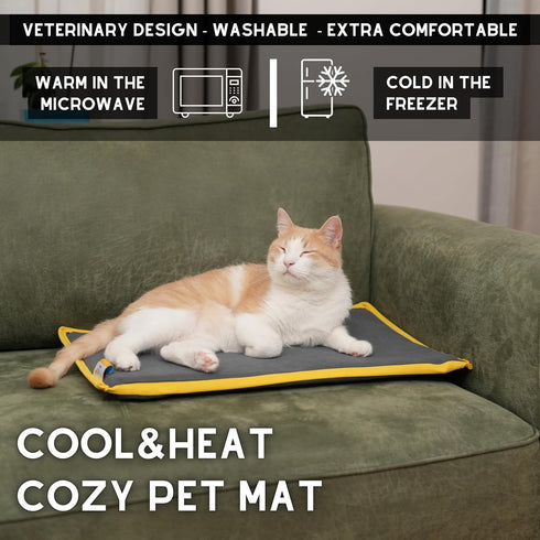 Cooling Heating Mat for Cat & Dog, Small Medium Pet, 5 Layers Microwave Water Repellent No-Electric Thermal Pad,