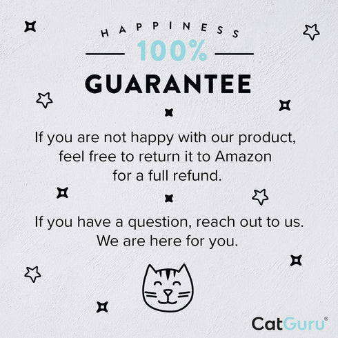 CatGuru Cat Food Bowl - Ceramic No Spill Bowls with Silicone Non-Slip Mat (High-Low, White)