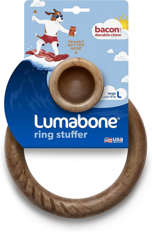 Ring Stuffer Durable Chew Toy for Aggressive Chewers, Real Bacon, Made in USA, Large